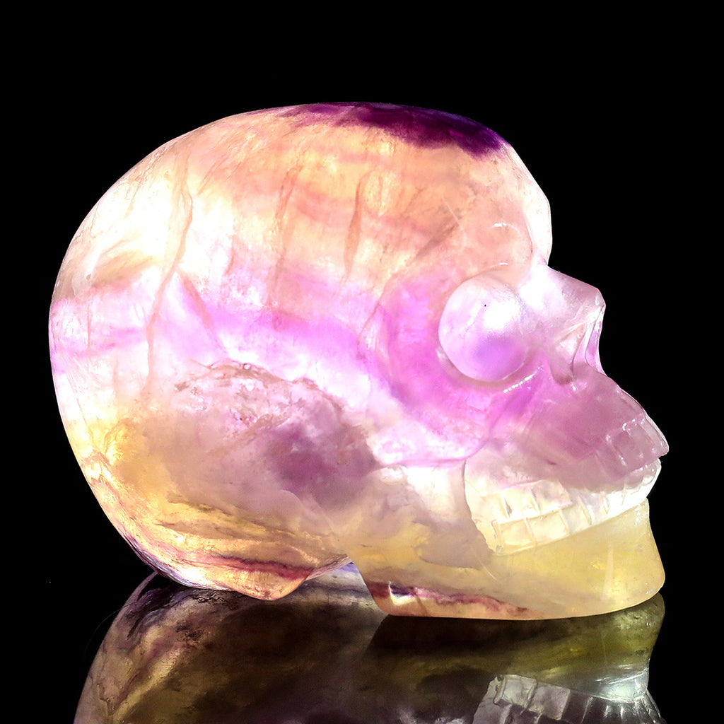 3.0" Fluorite Human Skull Carving  #SKH30011