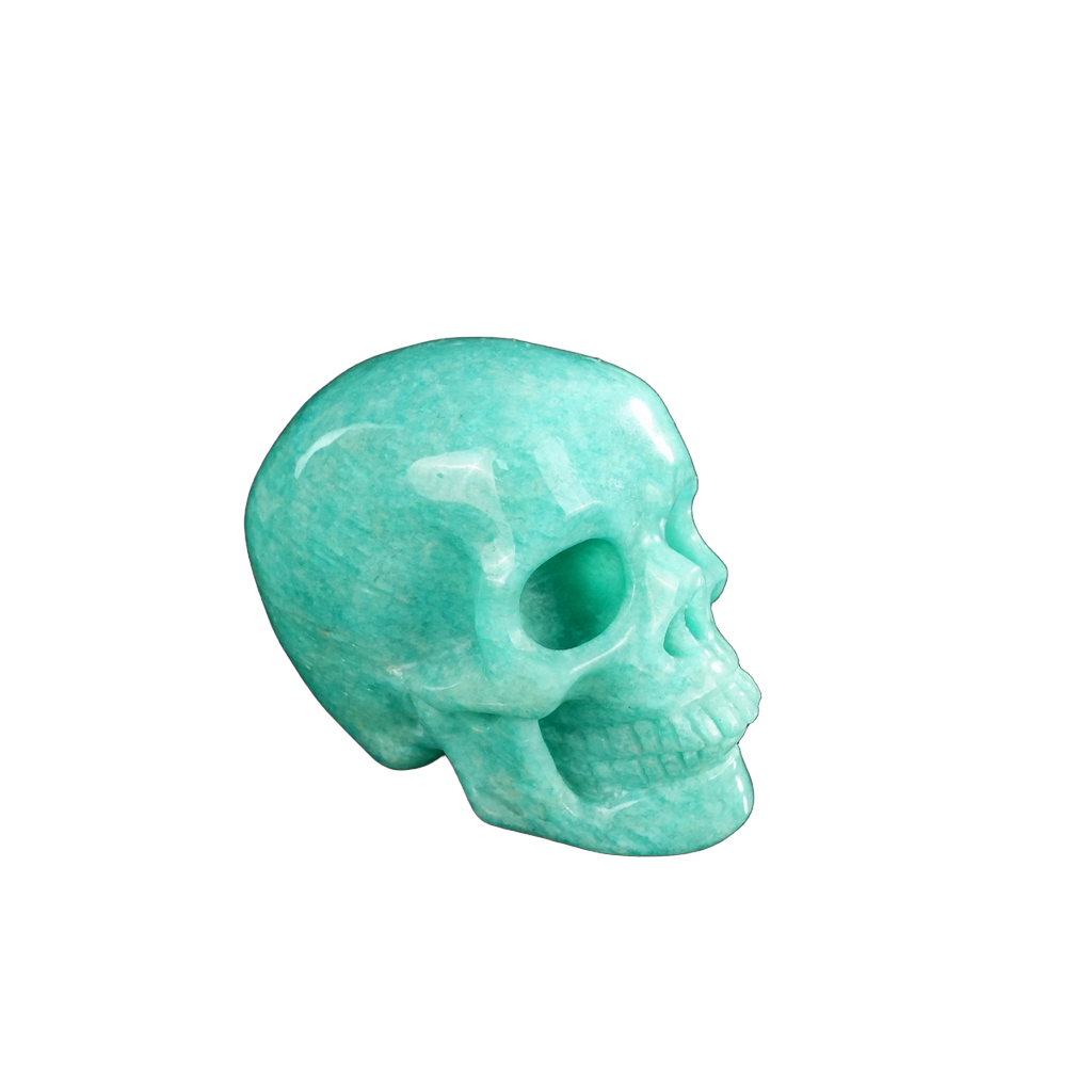 2.2" Amazonite Crystal Skull Carving - Hand Carved Decor