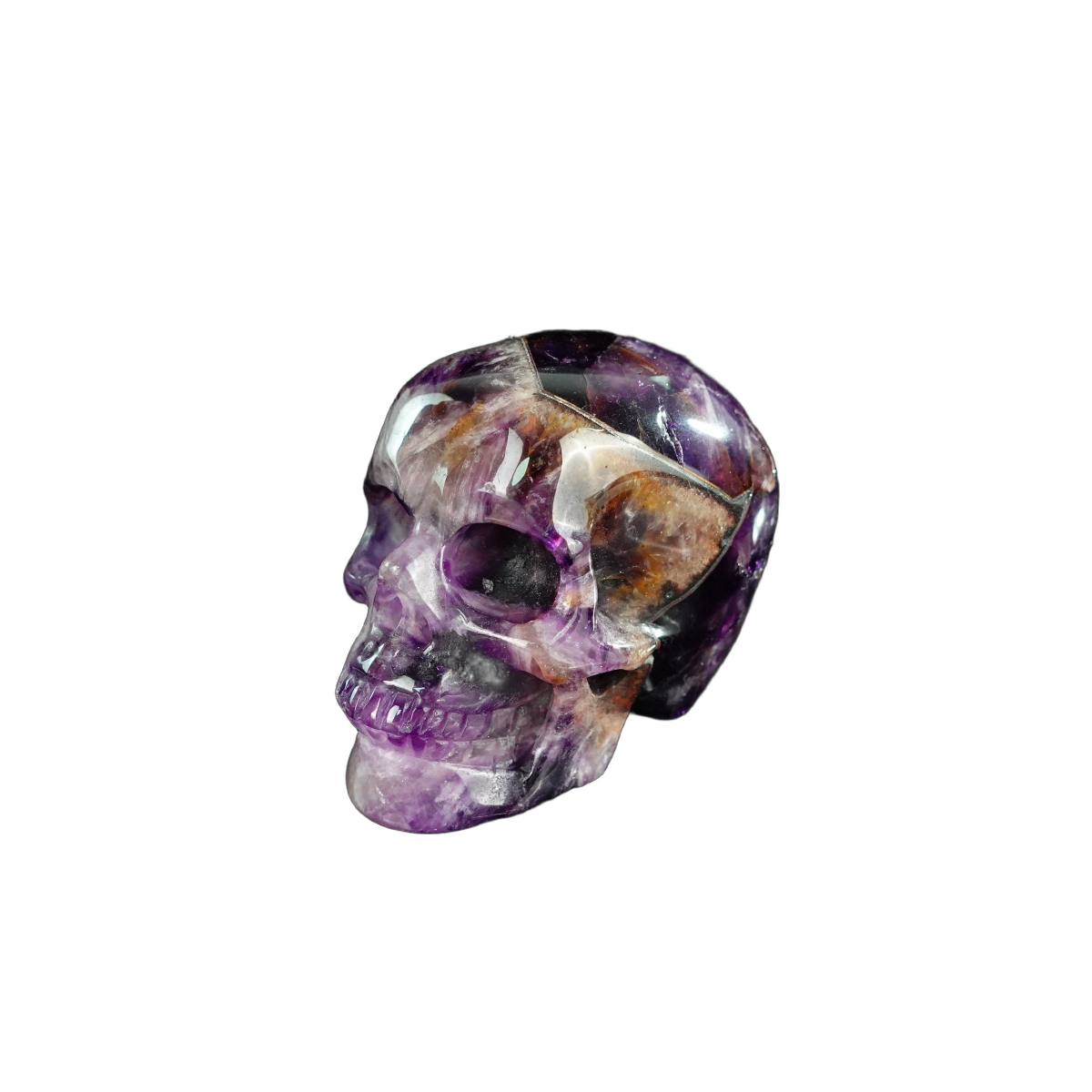 2.2" Amethyst Crystal Skull Carving - Hand Carved Decor
