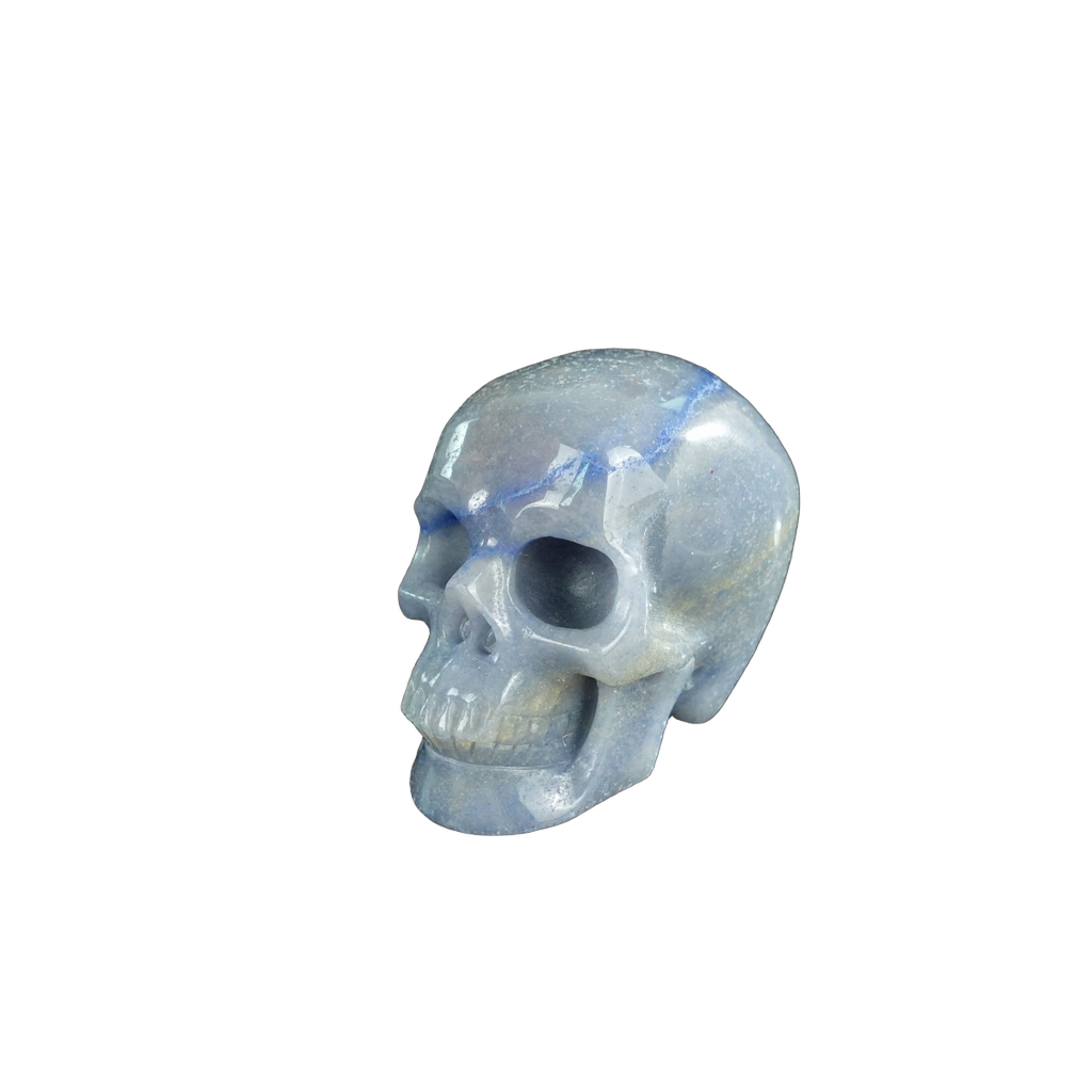 2.2" Blue Aventurine Crystal Skull Carving - Hand Carved Decor