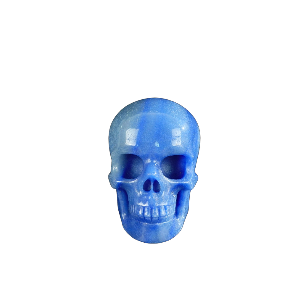 2.2" Blue Aventurine Crystal Skull Carving - Hand Carved Decor