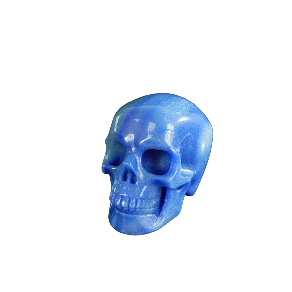 2.2" Blue Aventurine Crystal Skull Carving - Hand Carved Decor