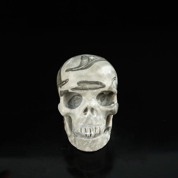 2.2" Black Crazy Atage Crystal Skull Carving - Unique Piece #CA01