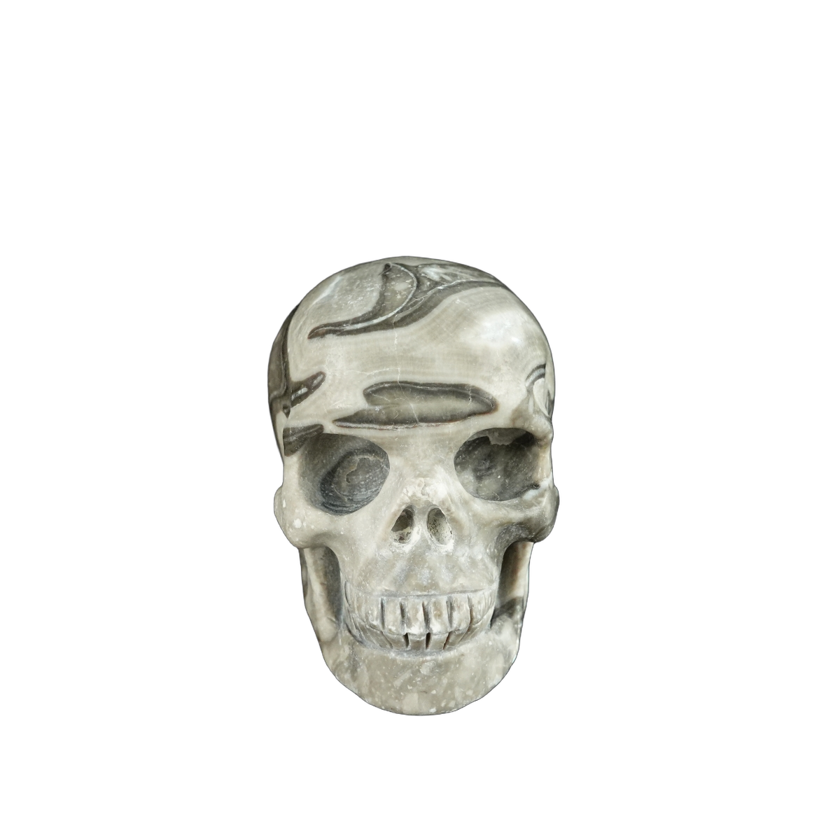 2.2" Black Crazy Atage Crystal Skull Carving - Hand Carved Decor