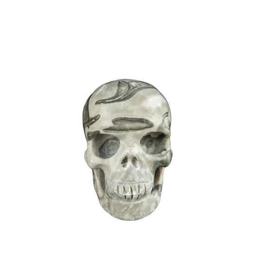 2.2" Black Crazy Agate Crystal Skull Carving - Hand Carved Decor