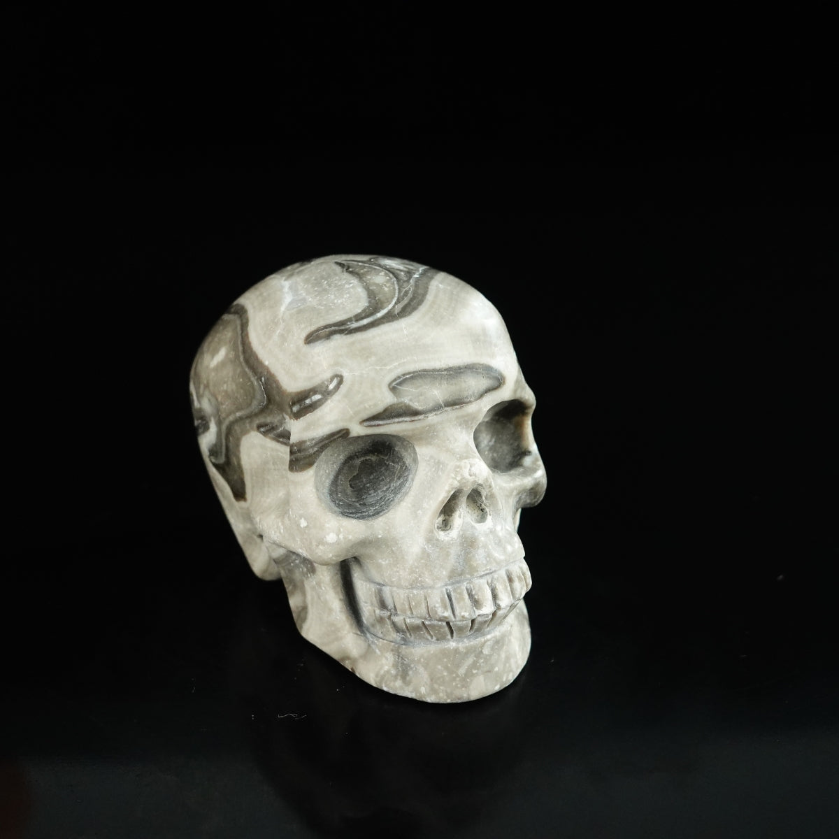 2.2" Black Crazy Atage Crystal Skull Carving - Unique Piece #CA01