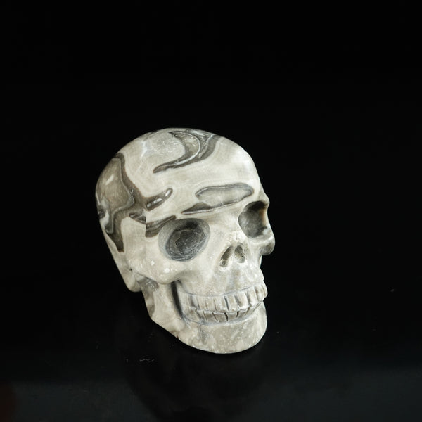 2.2" Black Crazy Atage Crystal Skull Carving - Unique Piece #CA01 - alternate view