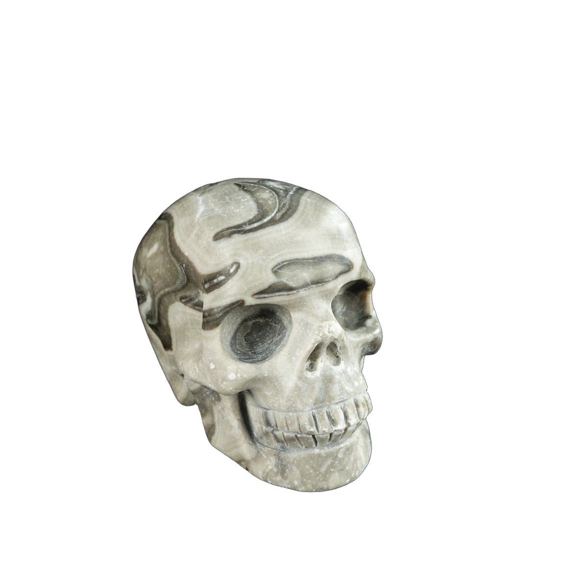 2.2" Black Crazy Atage Crystal Skull Carving - Hand Carved Decor