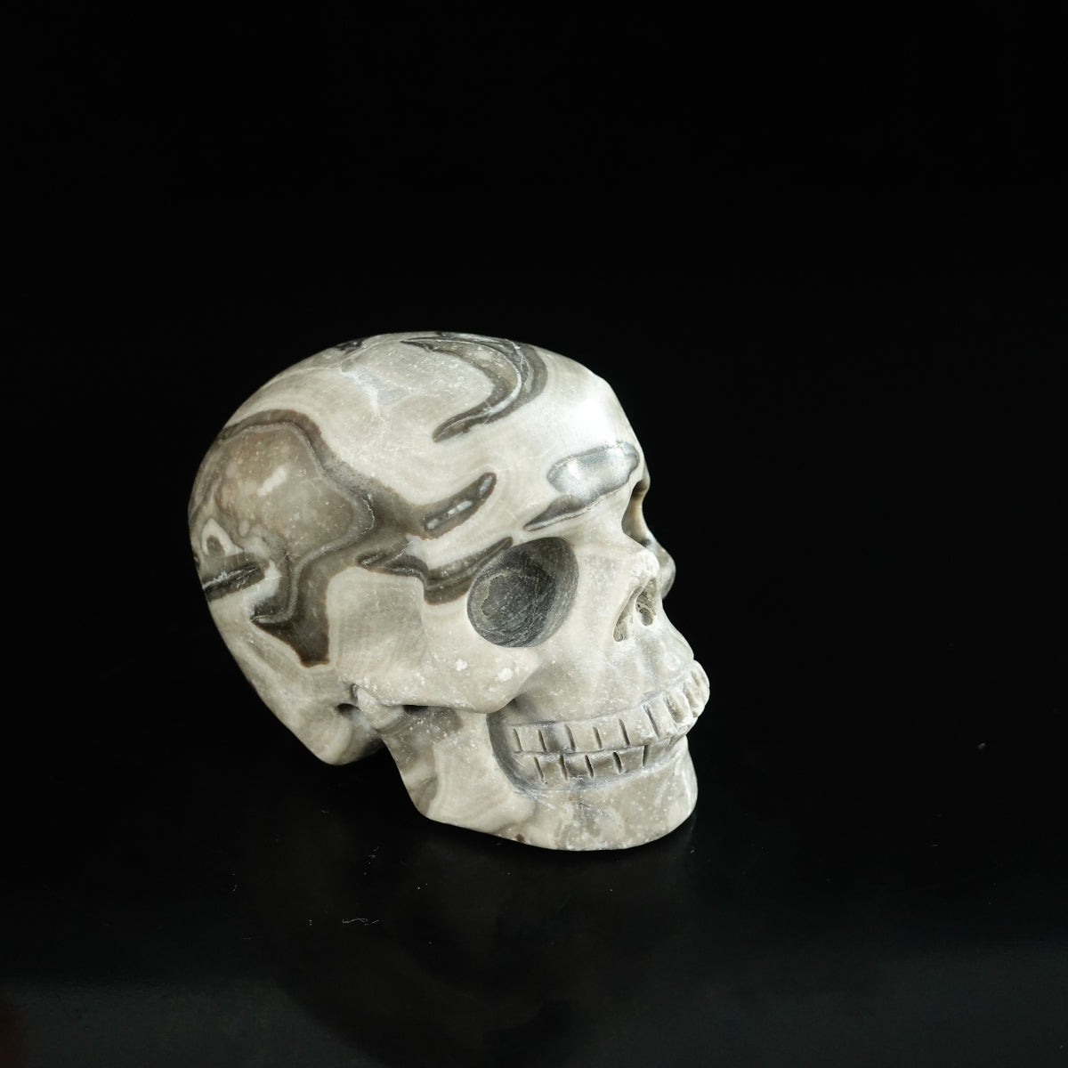 2.2" Black Crazy Atage Crystal Skull Carving - Unique Piece #CA01
