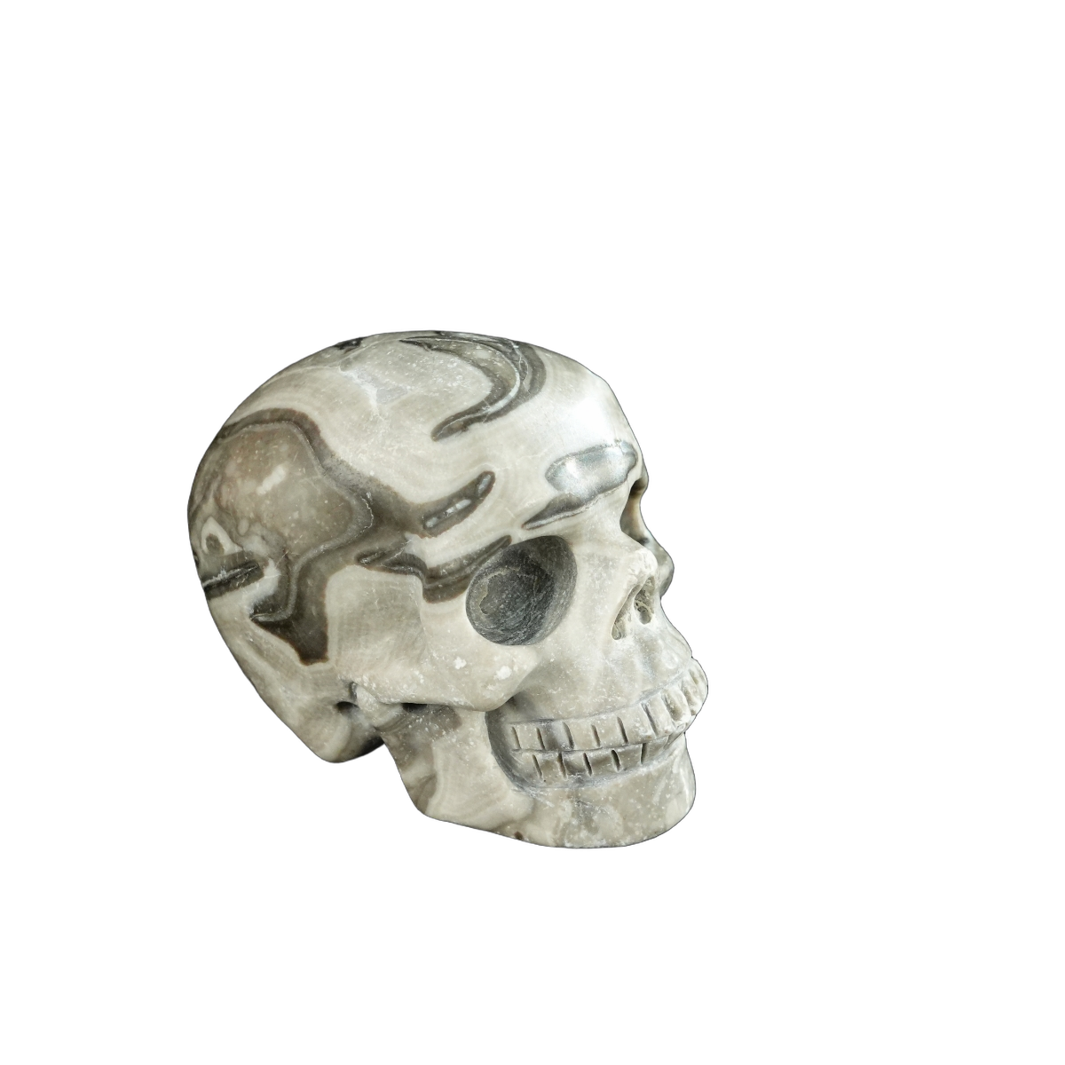 2.2" Black Crazy Atage Crystal Skull Carving - Hand Carved Decor
