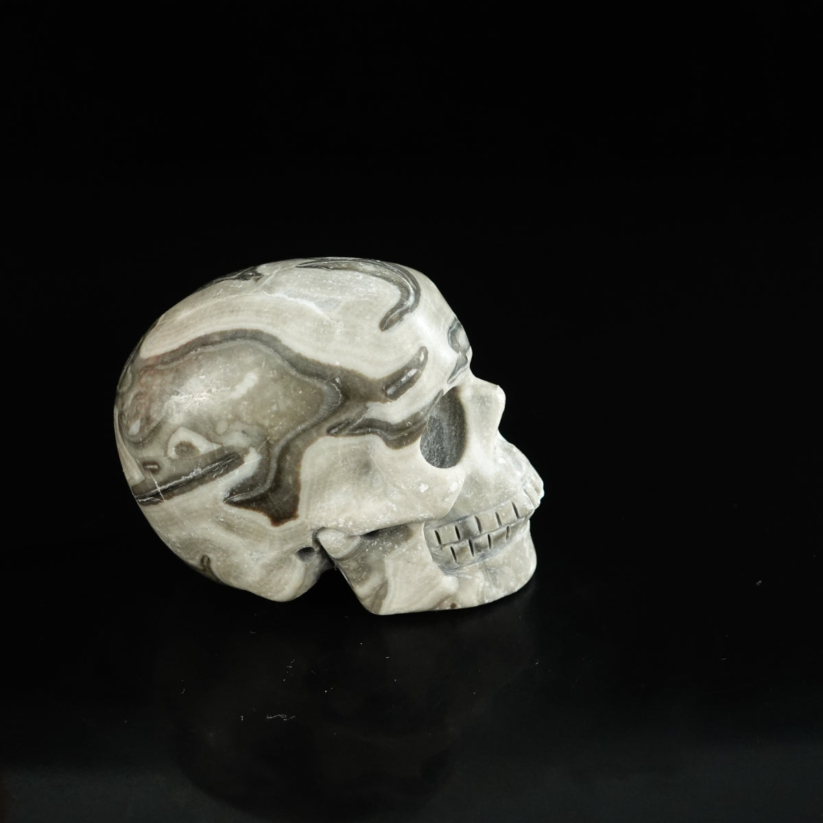 2.2" Black Crazy Atage Crystal Skull Carving - Unique Piece #CA01