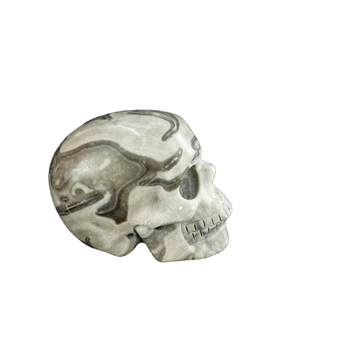2.2" Black Crazy Atage Crystal Skull Carving - Hand Carved Decor