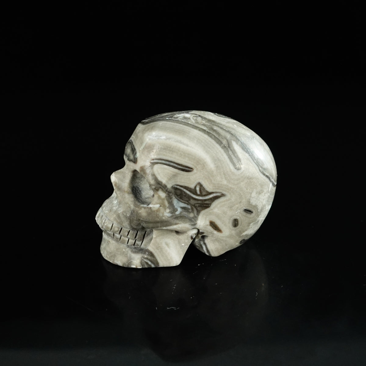 2.2" Black Crazy Atage Crystal Skull Carving - Unique Piece #CA01
