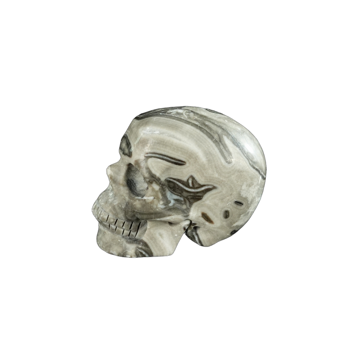 2.2" Black Crazy Atage Crystal Skull Carving - Hand Carved Decor