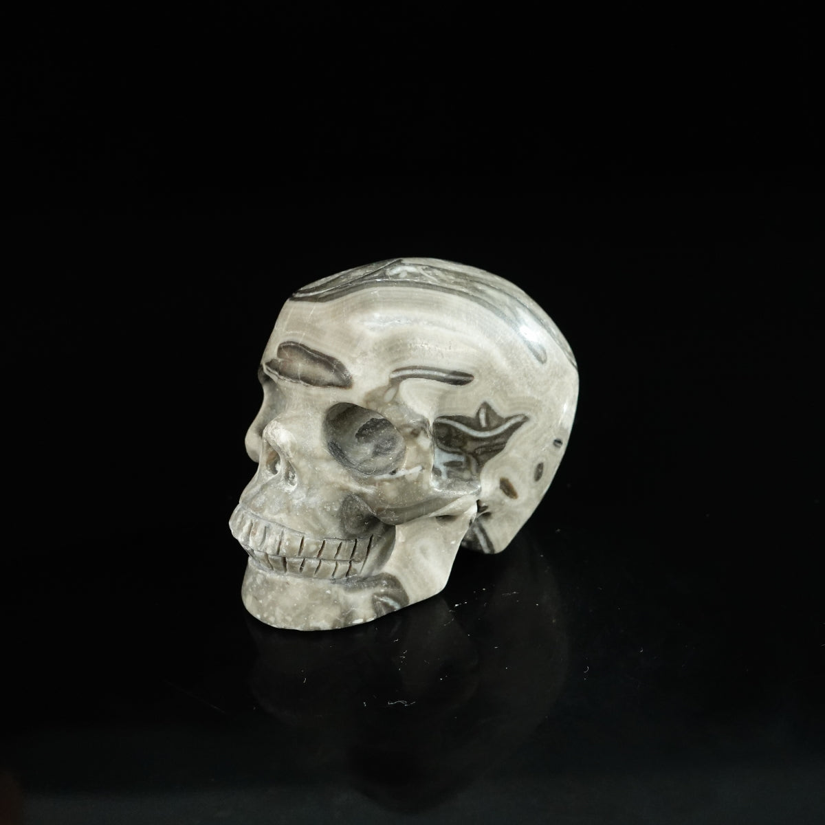 2.2" Black Crazy Atage Crystal Skull Carving - Unique Piece #CA01