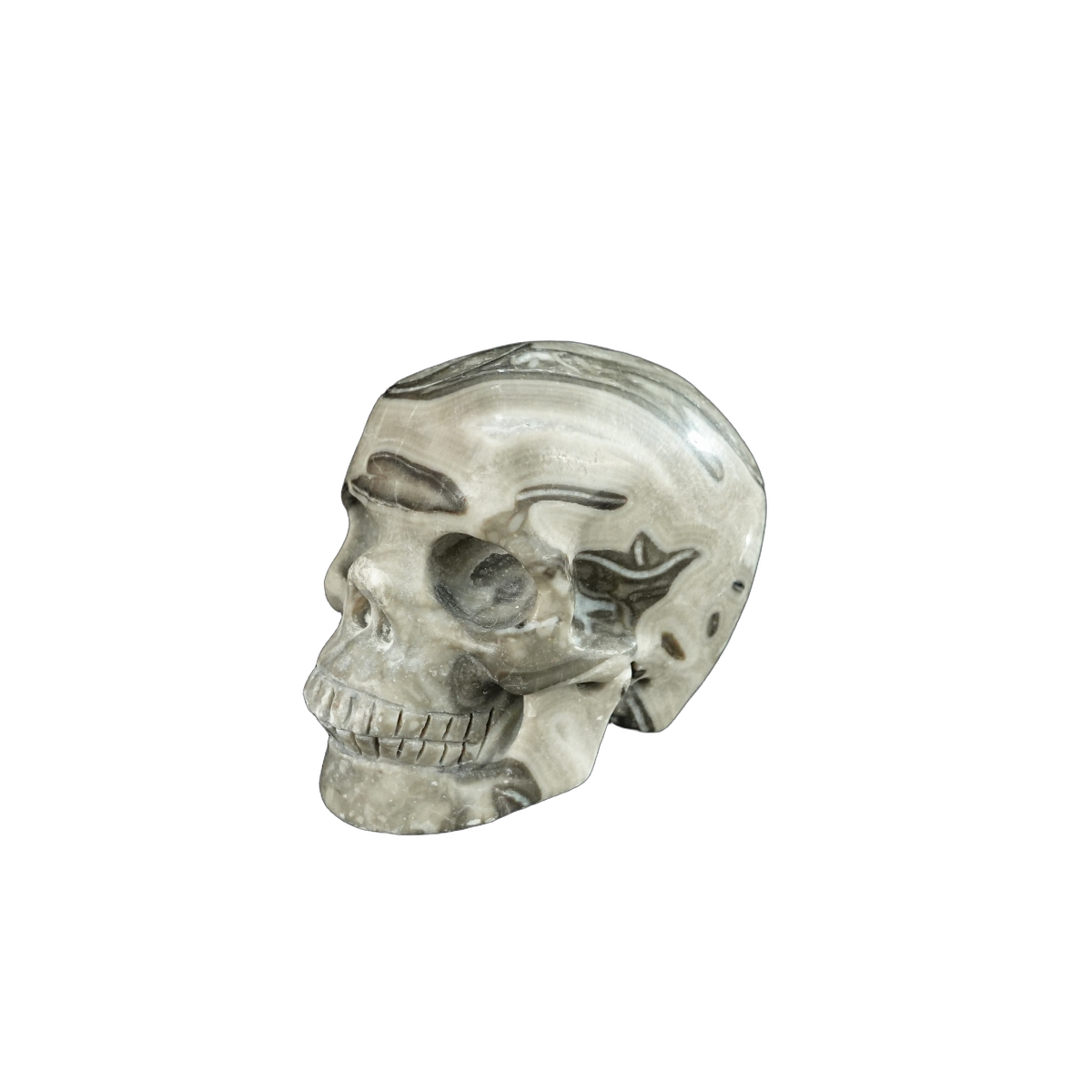 2.2" Black Crazy Atage Crystal Skull Carving - Hand Carved Decor