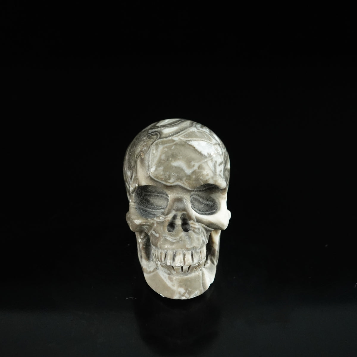 2.2" Black Crazy Atage Crystal Skull Carving - Unique Piece #CA02