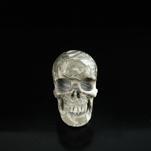 2.2" Black Crazy Atage Crystal Skull Carving - Unique Piece #CA02