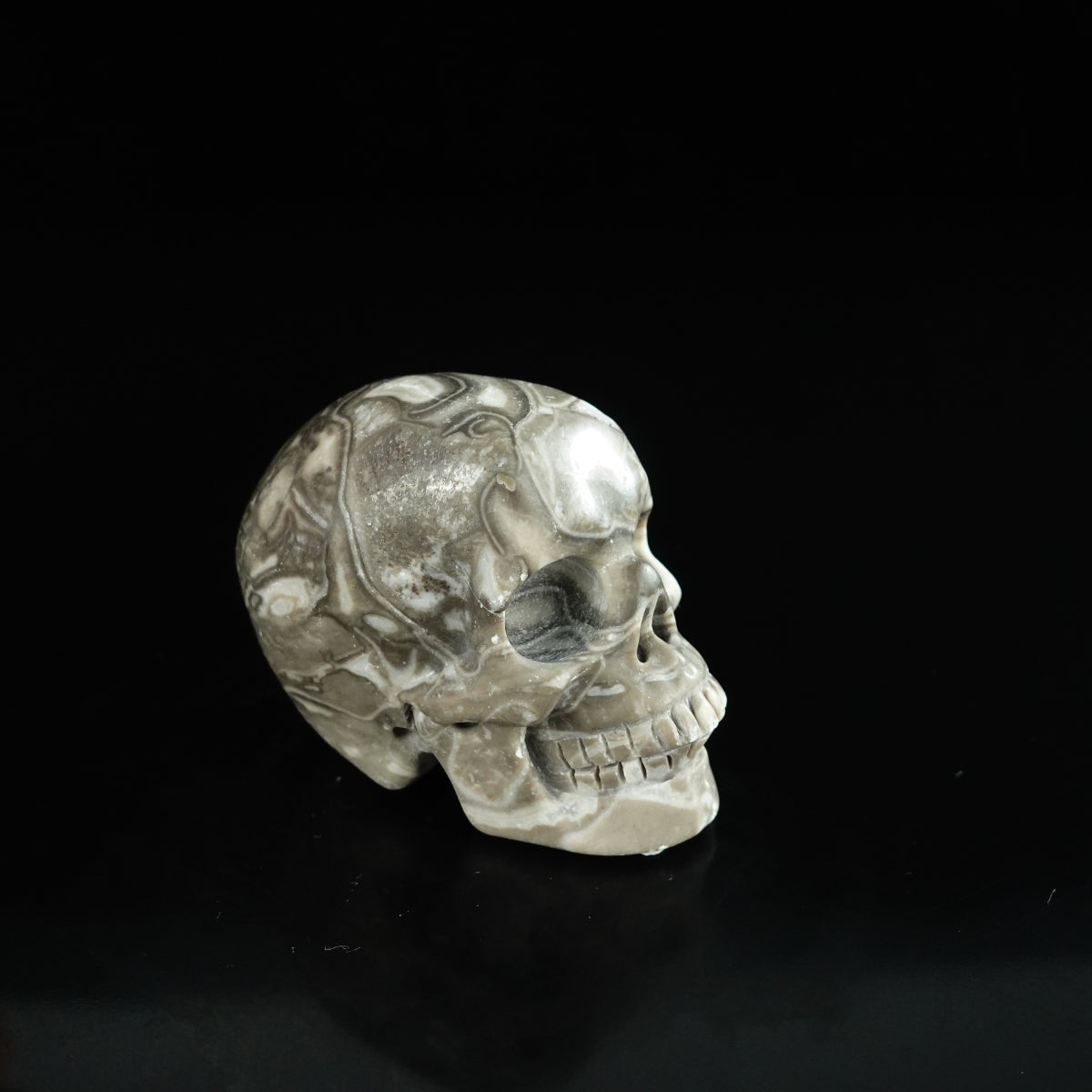 2.2" Black Crazy Atage Crystal Skull Carving - Unique Piece #CA02