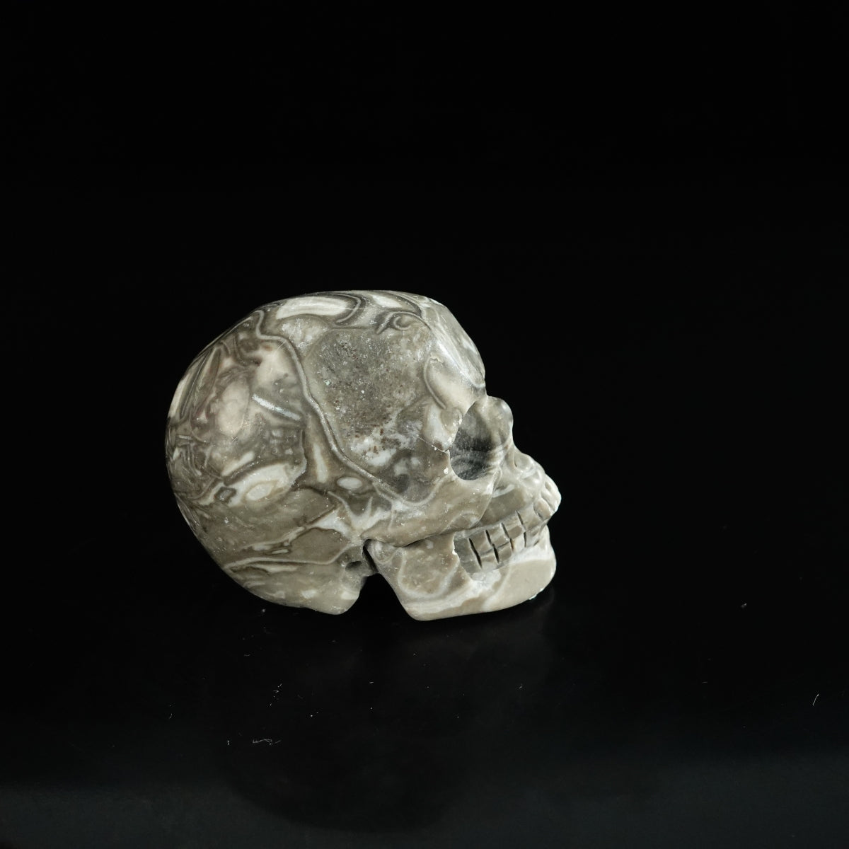 2.2" Black Crazy Atage Crystal Skull Carving - Unique Piece #CA02