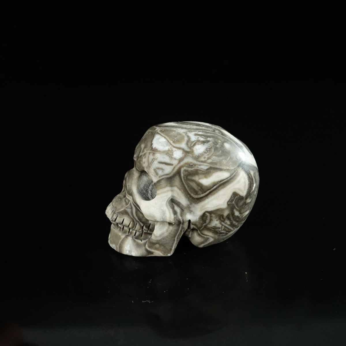 2.2" Black Crazy Atage Crystal Skull Carving - Unique Piece #CA02