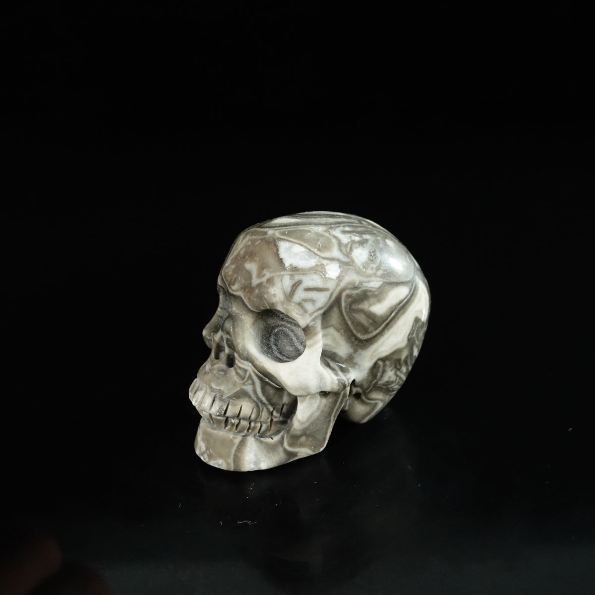 2.2" Black Crazy Atage Crystal Skull Carving - Unique Piece #CA02