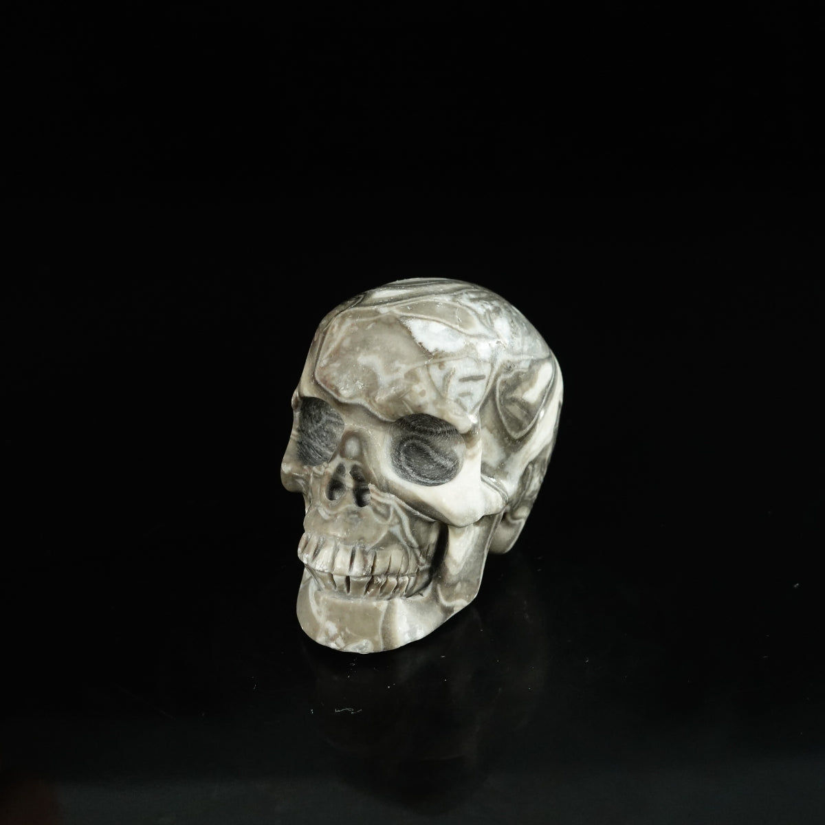 2.2" Black Crazy Atage Crystal Skull Carving - Unique Piece #CA02