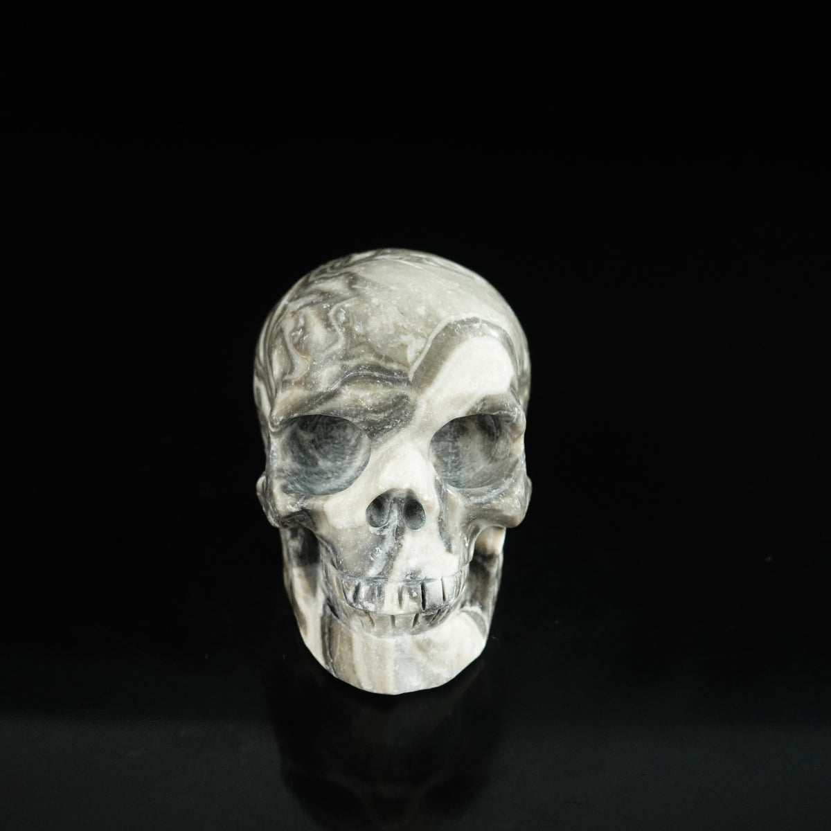 2.2" Black Crazy Atage Crystal Skull Carving - Unique Piece #CA03