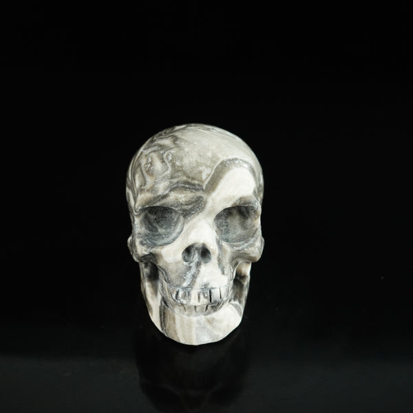 2.2" Black Crazy Atage Crystal Skull Carving - Unique Piece #CA03
