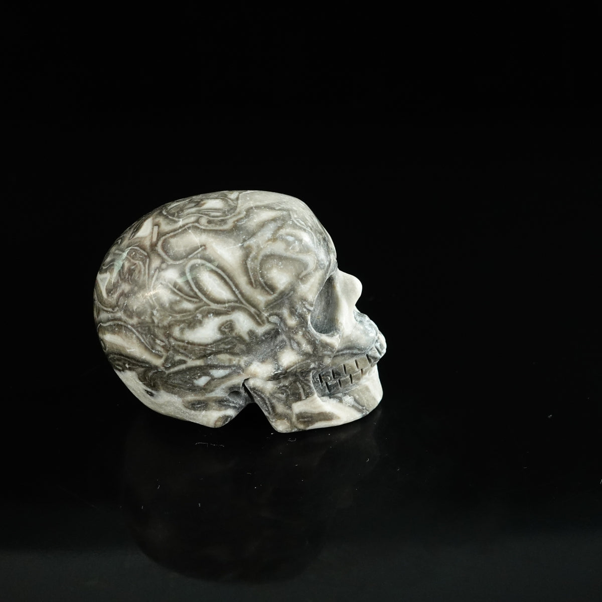 2.2" Black Crazy Atage Crystal Skull Carving - Unique Piece #CA03