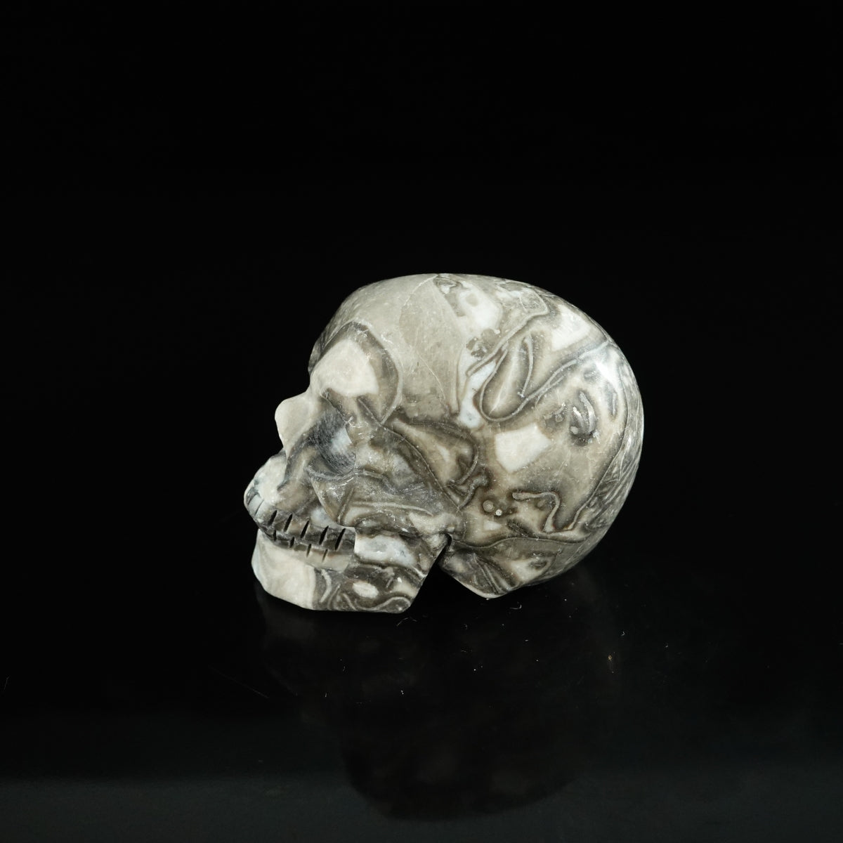 2.2" Black Crazy Atage Crystal Skull Carving - Unique Piece #CA03