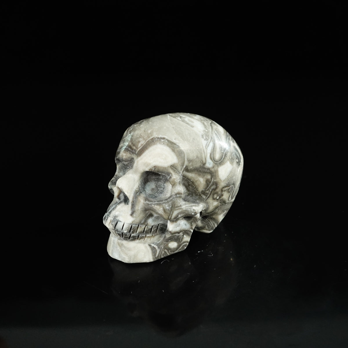 2.2" Black Crazy Atage Crystal Skull Carving - Unique Piece #CA03
