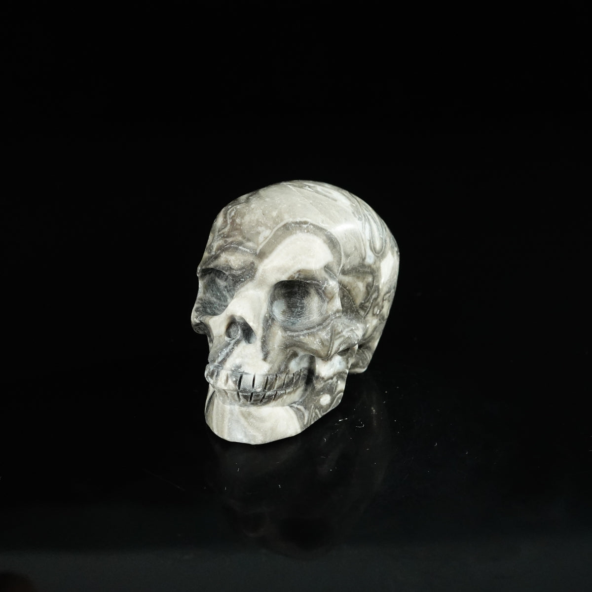 2.2" Black Crazy Atage Crystal Skull Carving - Unique Piece #CA03