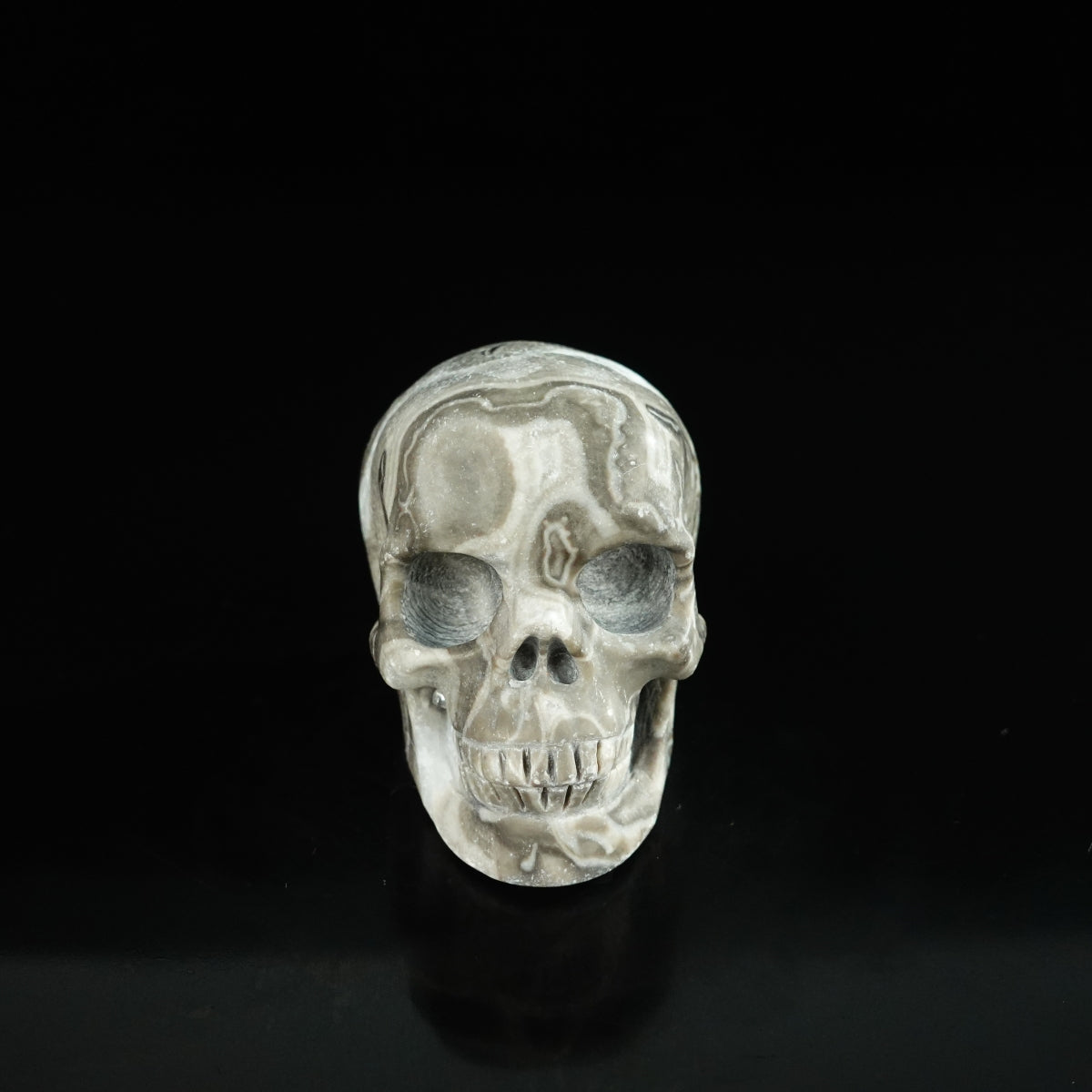 2.2" Black Crazy Atage Crystal Skull Carving - Unique Piece #CA04