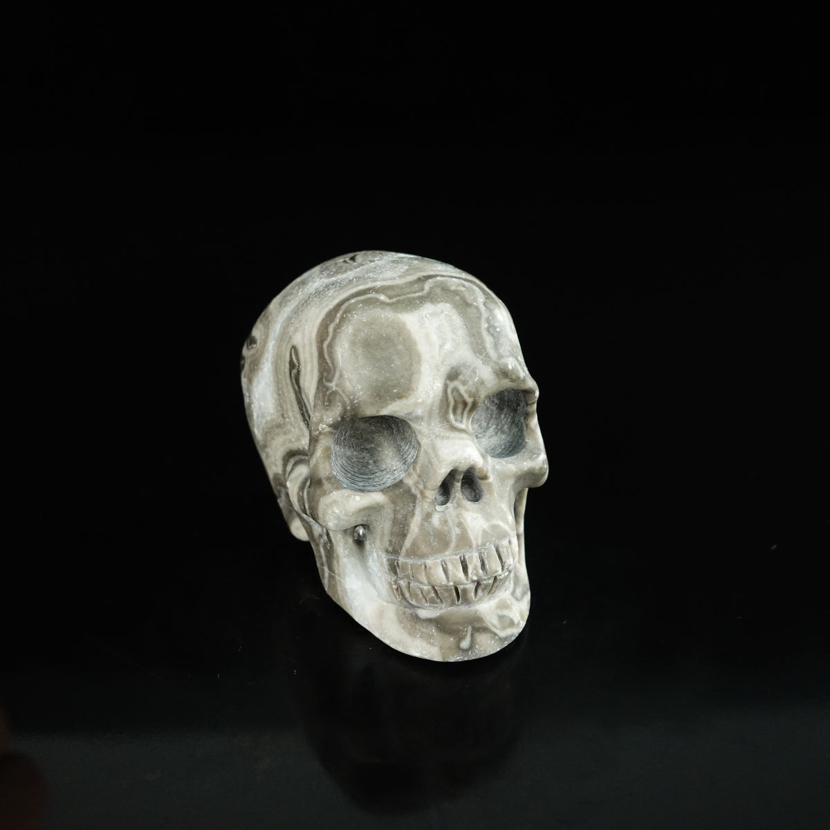 2.2" Black Crazy Atage Crystal Skull Carving - Unique Piece #CA04