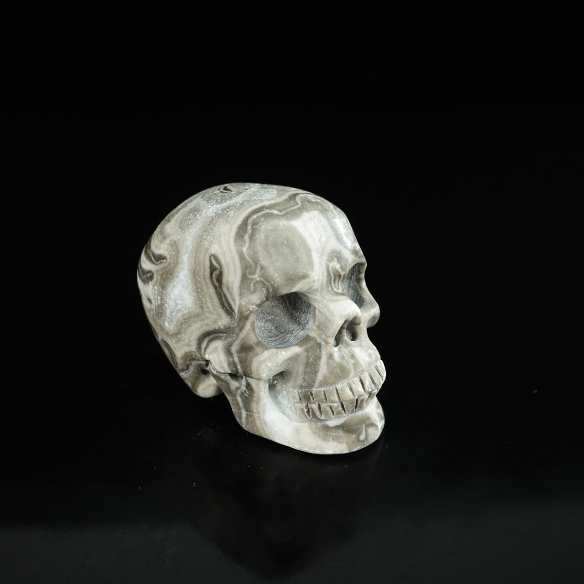2.2" Black Crazy Atage Crystal Skull Carving - Unique Piece #CA04
