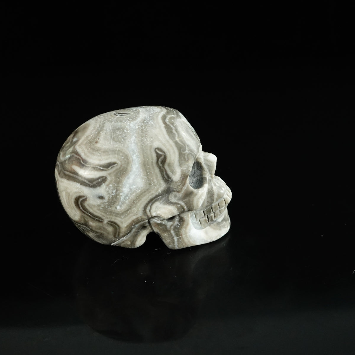 2.2" Black Crazy Atage Crystal Skull Carving - Unique Piece #CA04