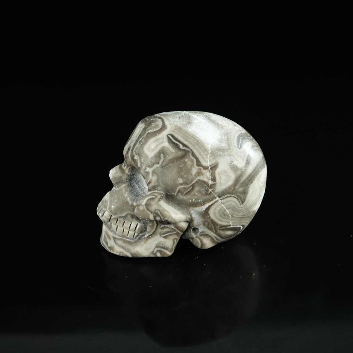 2.2" Black Crazy Atage Crystal Skull Carving - Unique Piece #CA04