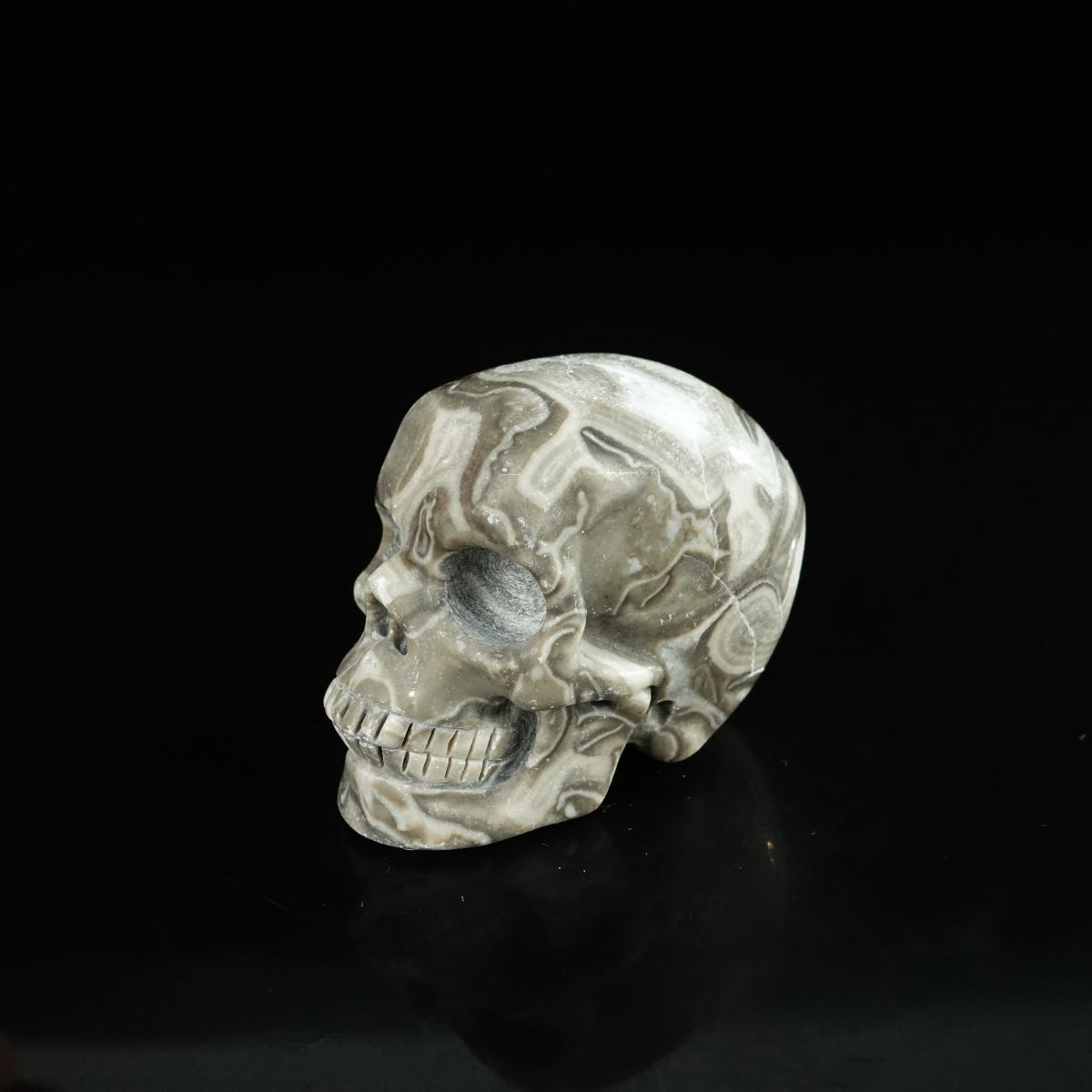 2.2" Black Crazy Atage Crystal Skull Carving - Unique Piece #CA04