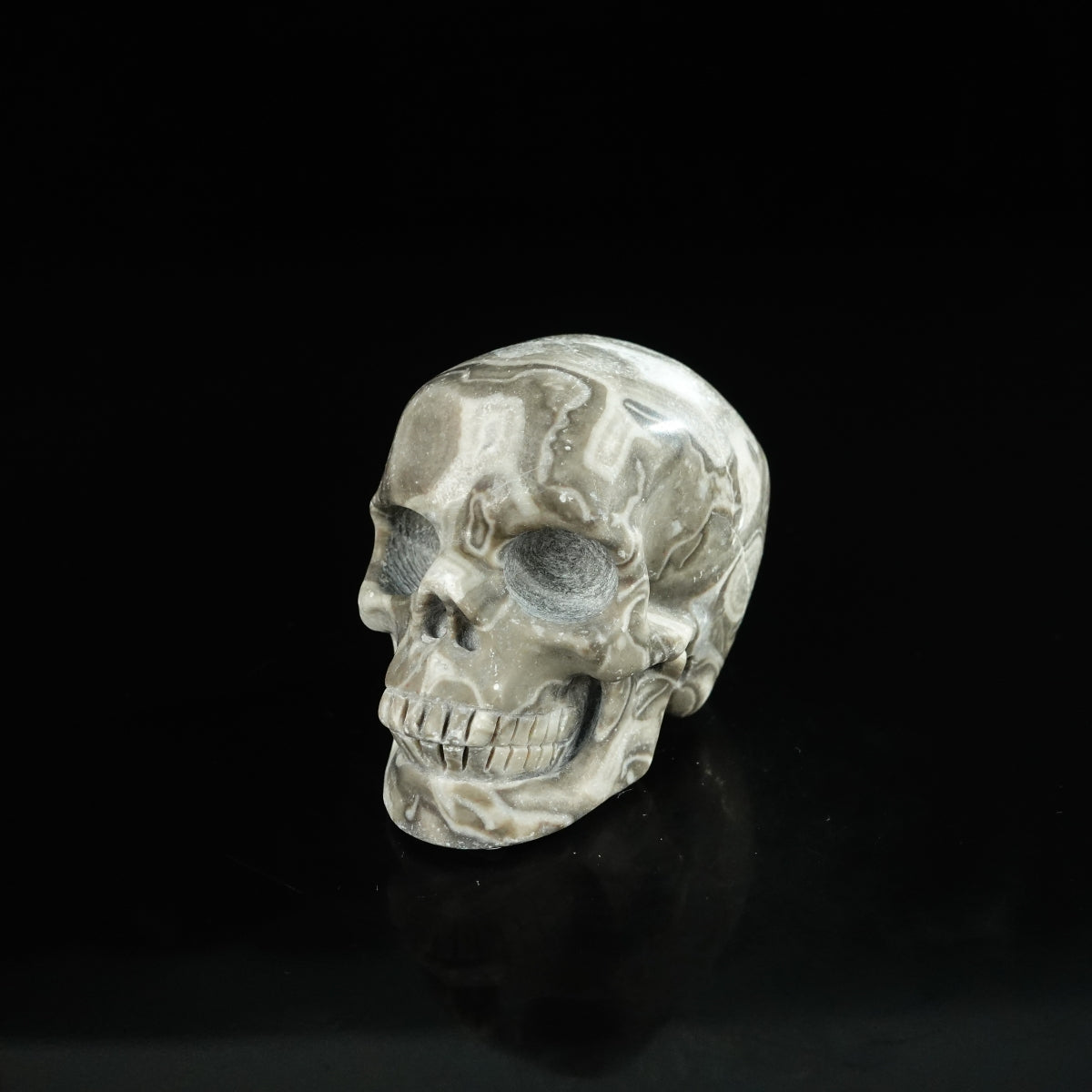 2.2" Black Crazy Atage Crystal Skull Carving - Unique Piece #CA04