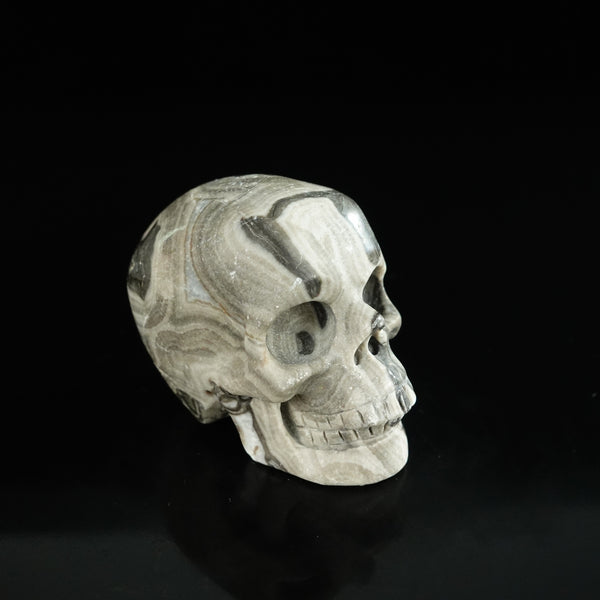 2.2" Black Crazy Atage Crystal Skull Carving - Unique Piece #CA05 - alternate view