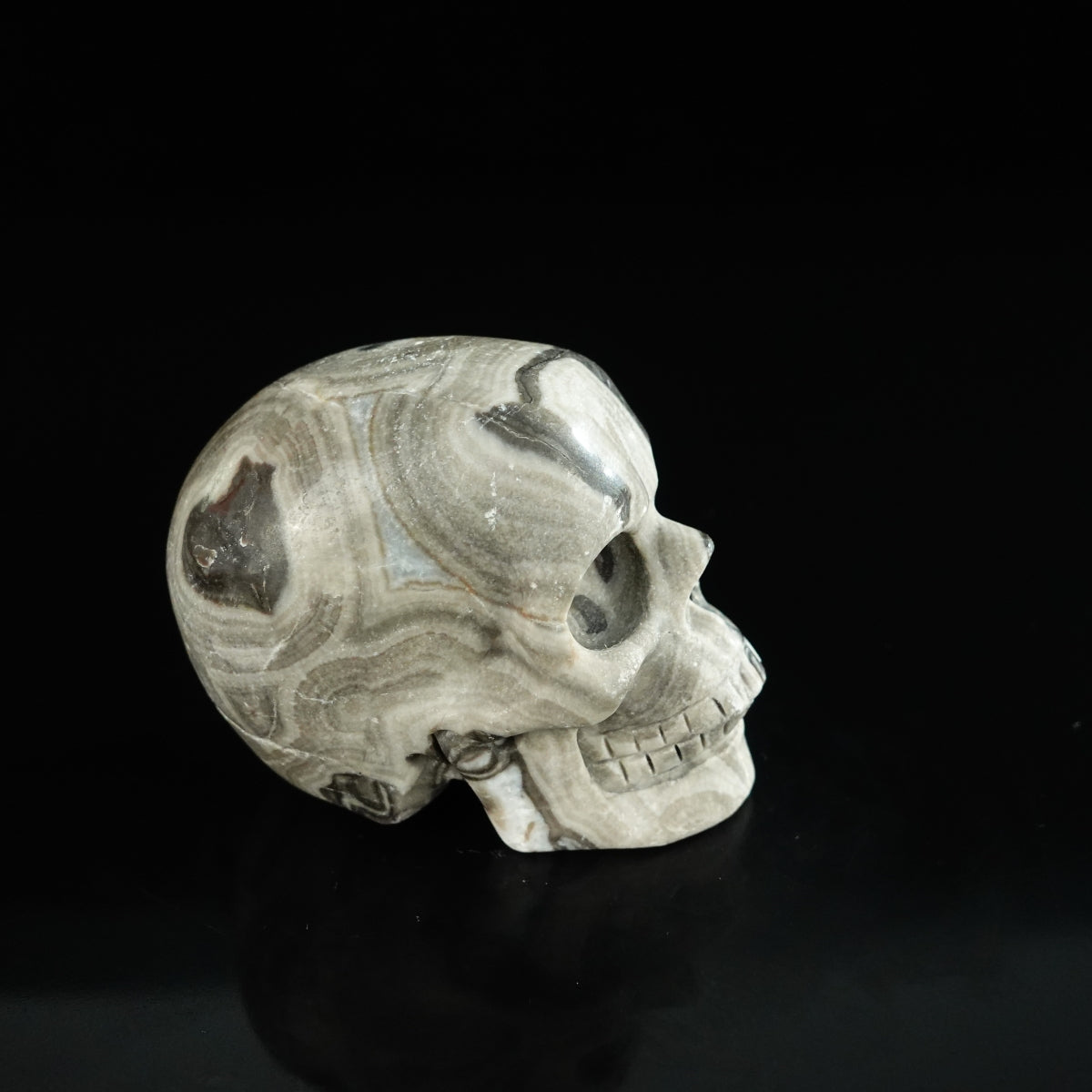 2.2" Black Crazy Atage Crystal Skull Carving - Unique Piece #CA05