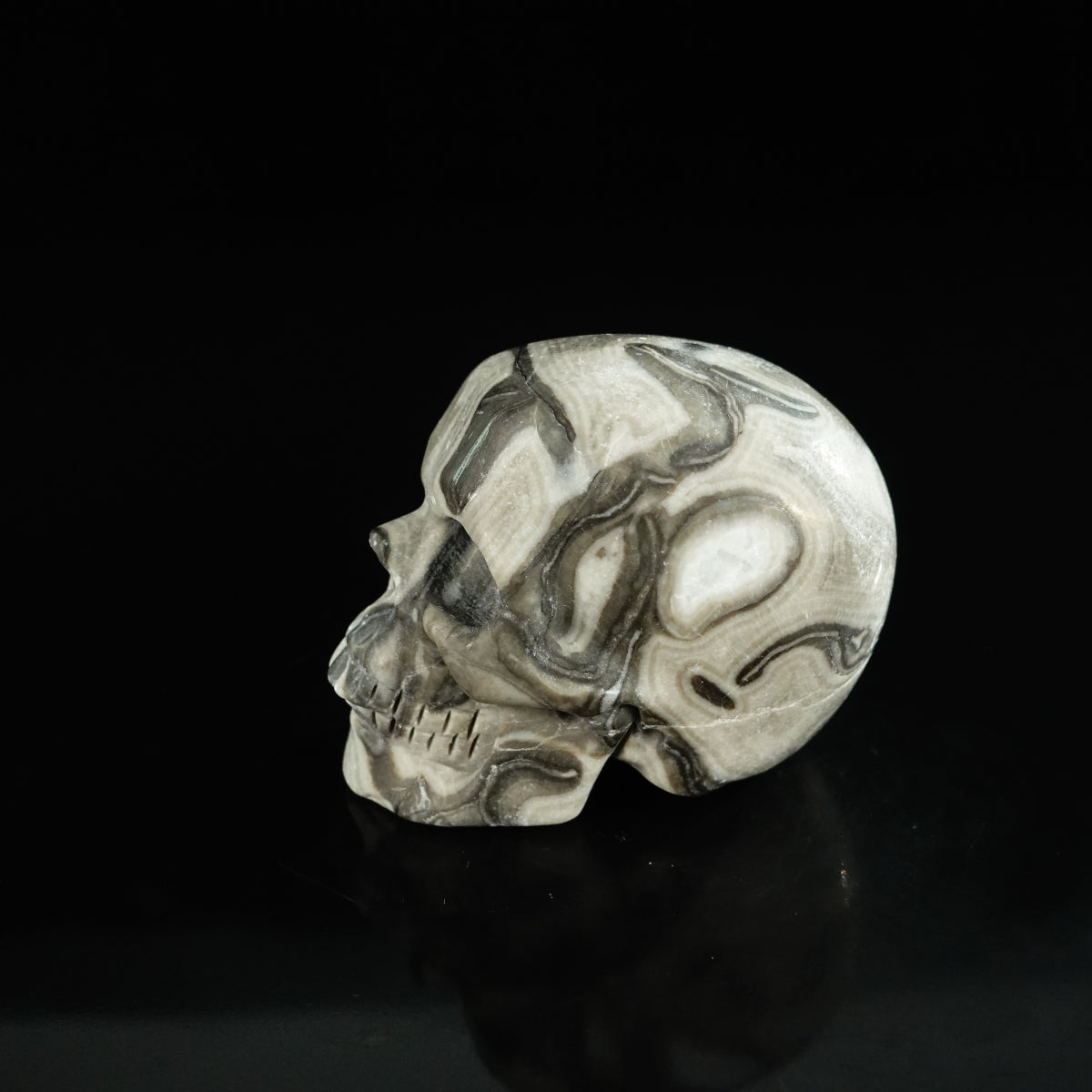 2.2" Black Crazy Atage Crystal Skull Carving - Unique Piece #CA05