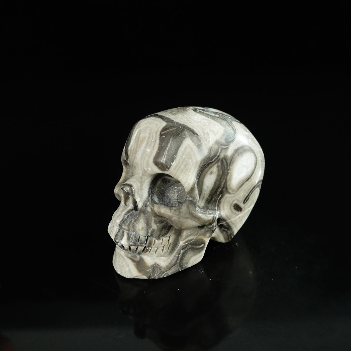 2.2" Black Crazy Atage Crystal Skull Carving - Unique Piece #CA05