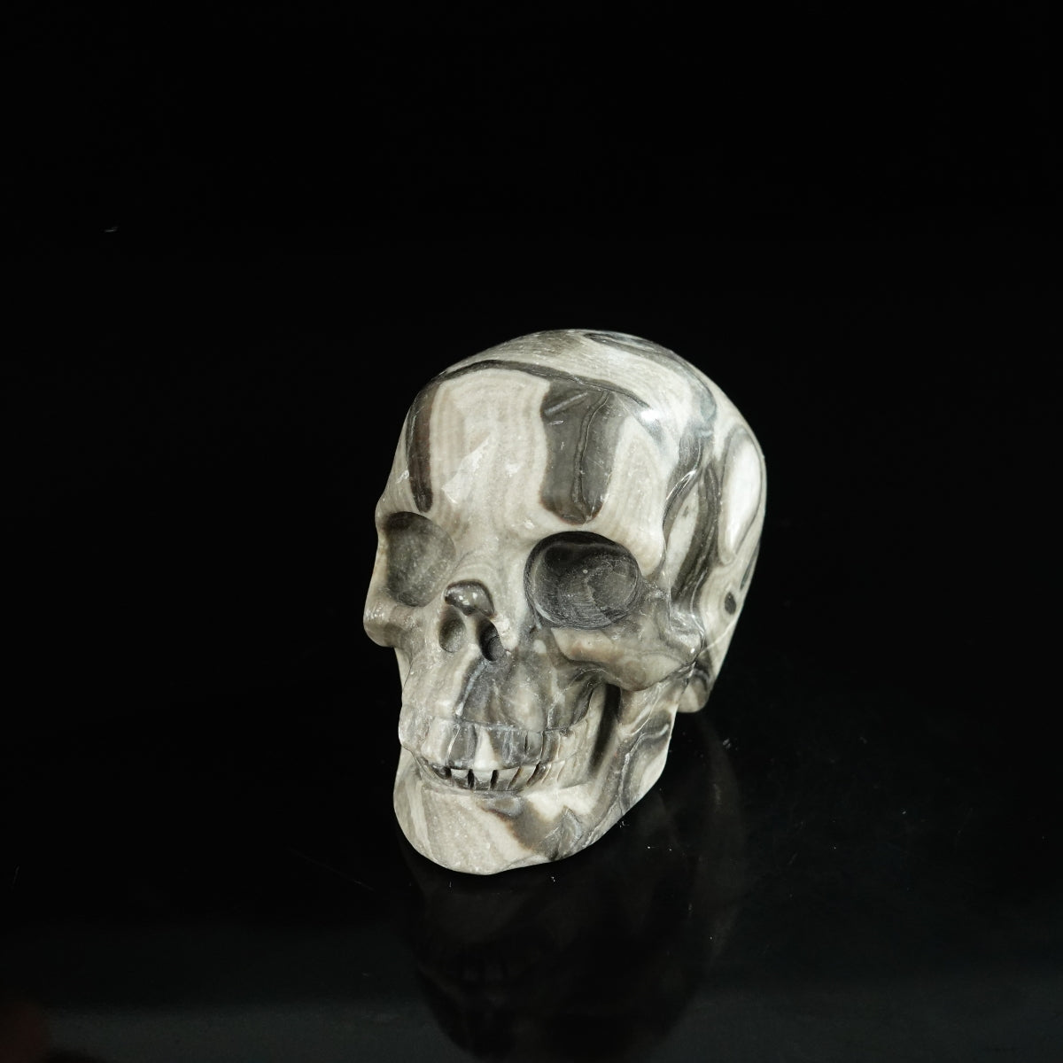 2.2" Black Crazy Atage Crystal Skull Carving - Unique Piece #CA05