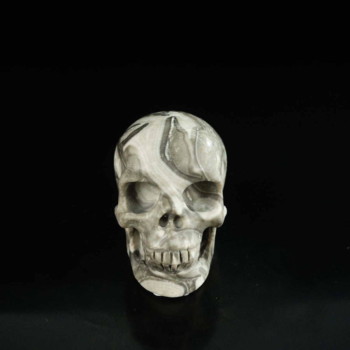 2.2" Black Crazy Atage Crystal Skull Carving - Unique Piece #CA05