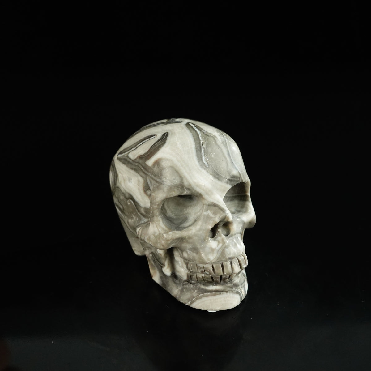 2.2" Black Crazy Atage Crystal Skull Carving - Unique Piece #CA06