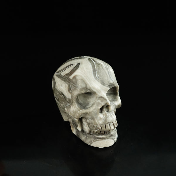 2.2" Black Crazy Atage Crystal Skull Carving - Unique Piece #CA06
