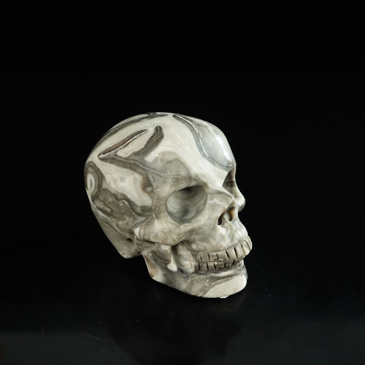 2.2" Black Crazy Atage Crystal Skull Carving - Unique Piece #CA06