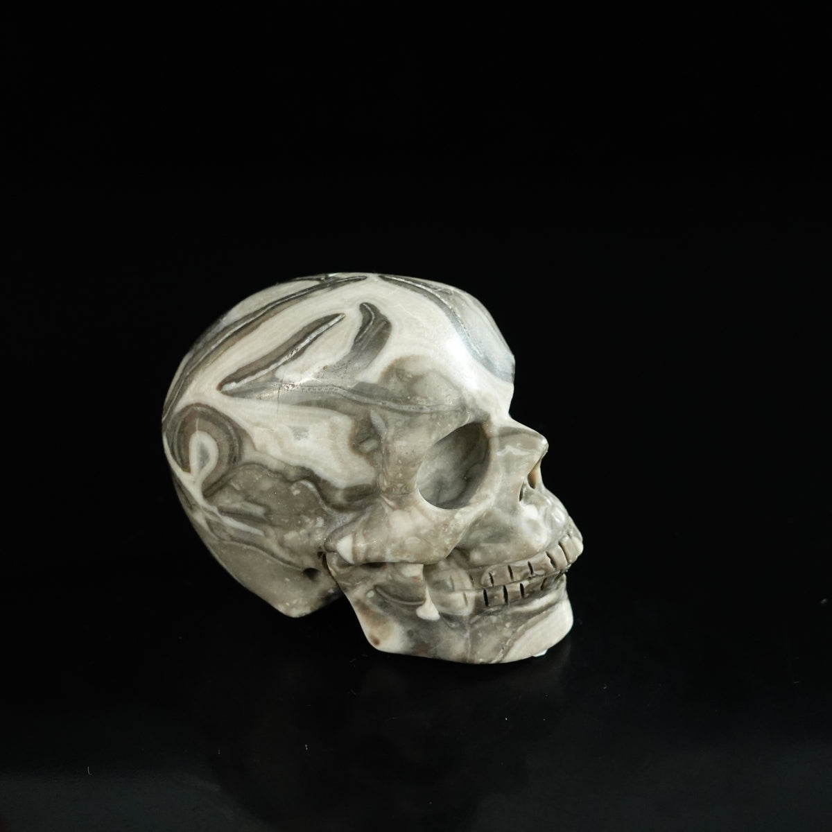 2.2" Black Crazy Atage Crystal Skull Carving - Unique Piece #CA06